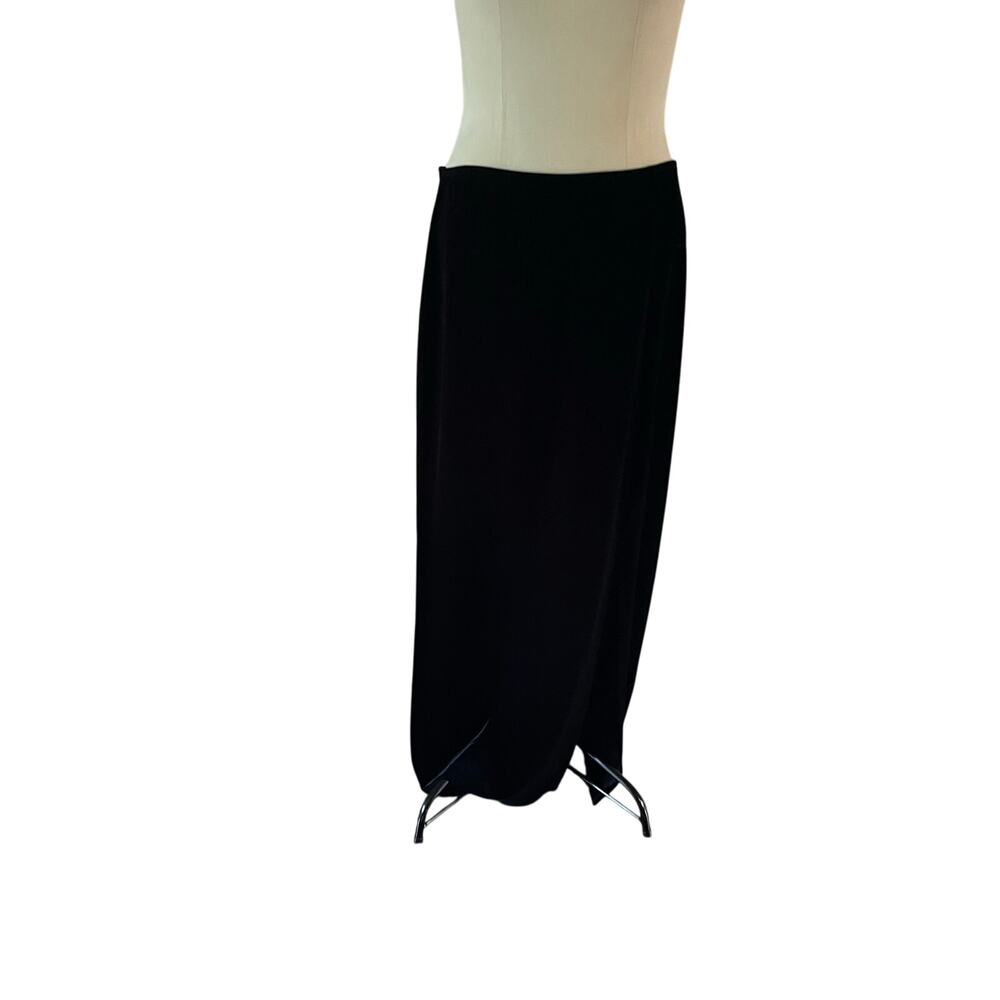 Vtg Y2K 2000s Black Velvet Maxi Skirt Sz 10 Whimsygoth Fairy Grunge Stretch Slit